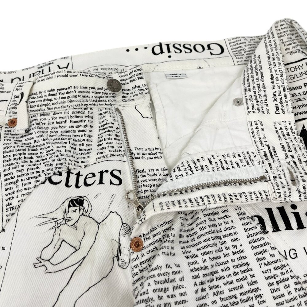 John Galliano Black and White Newspaper Print Pants - Picture 6 of 13